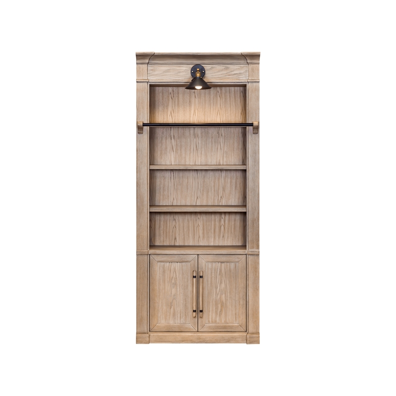 Scranton & Co 8-Ft Tall 2-Piece Bookcase Wall with Ladder in Brown Finish