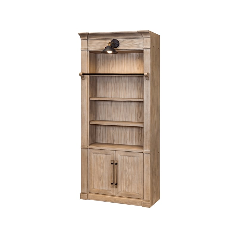 Scranton & Co 8-Ft Tall 2-Piece Bookcase Wall with Ladder in Brown Finish