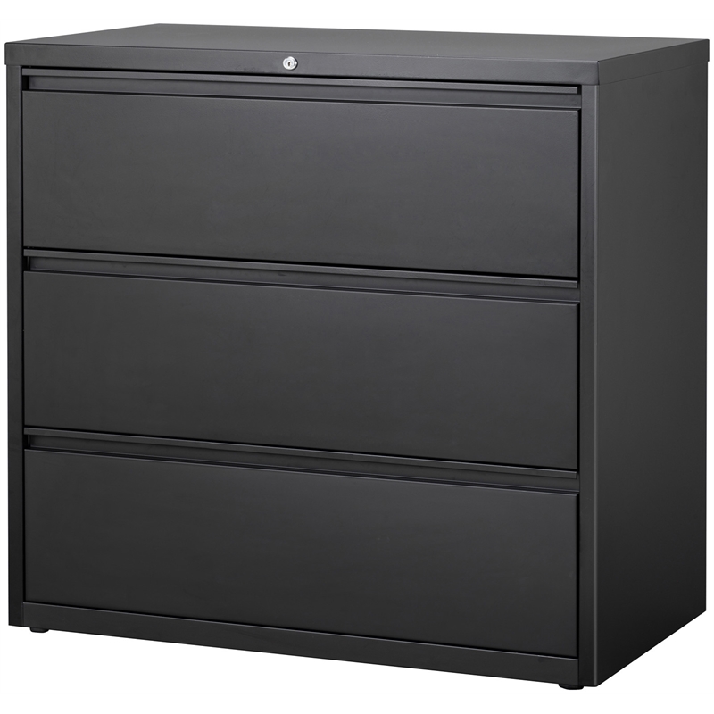 Scranton & Co 42 in Wide 3 Drawer Lateral File Cabinet in Black Metal