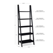 Scranton & Co Open Back 72 in Ladder Bookshelf with 5 Shelves in Black