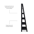 Scranton & Co Open Back 72 in Ladder Bookshelf with 5 Shelves in Black