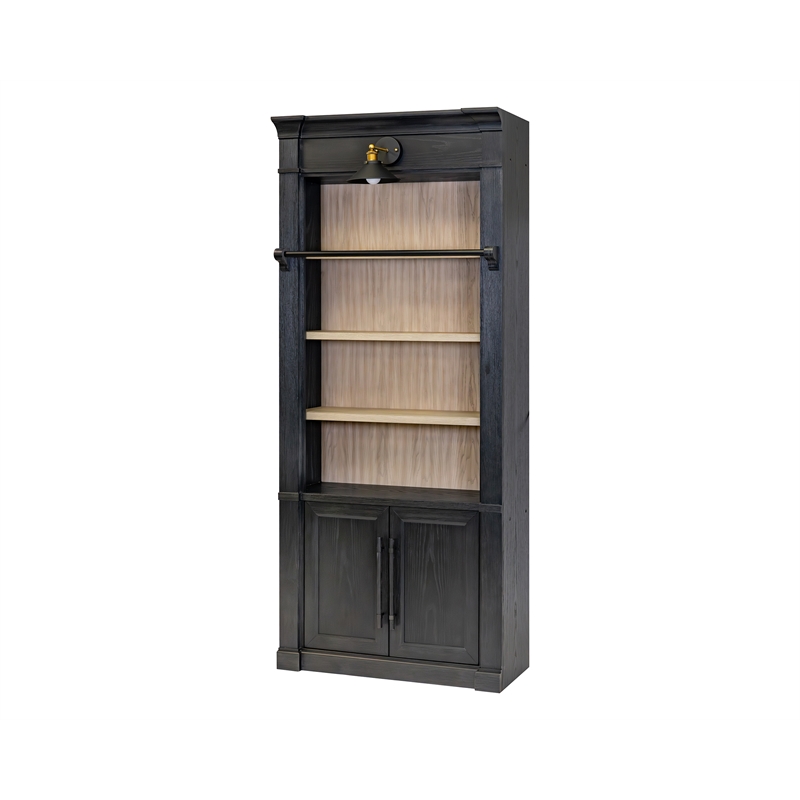 Scranton & Co Tall Bookcase Wall with Ladder in White Wood Finish