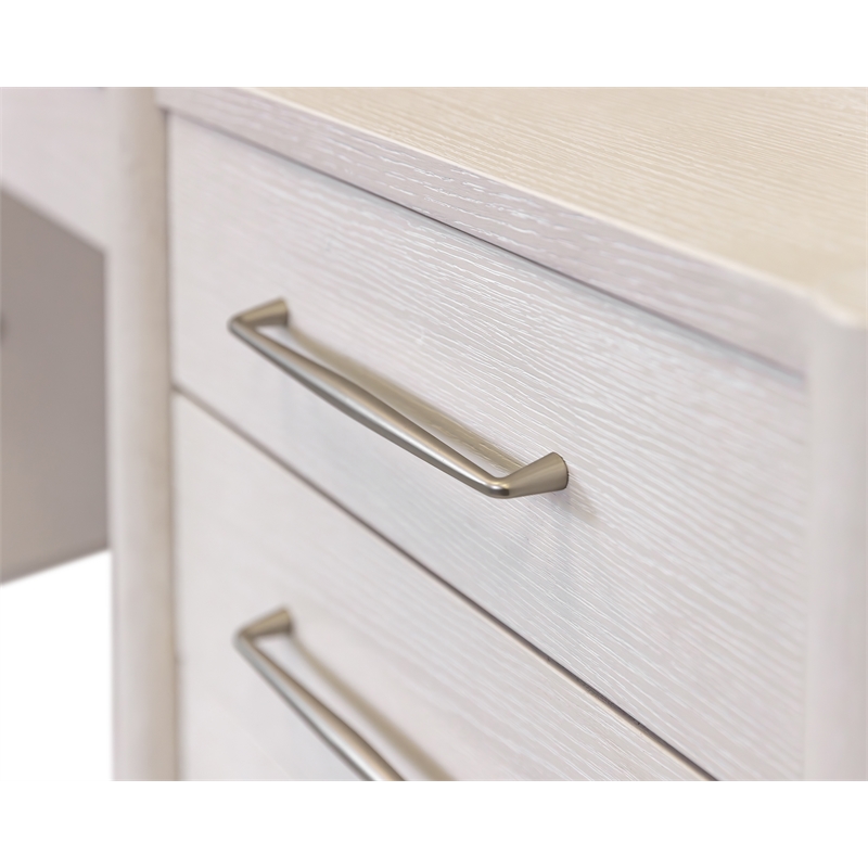 Scranton & Co Double Pedestal Executive L Desk in Ash White Finish