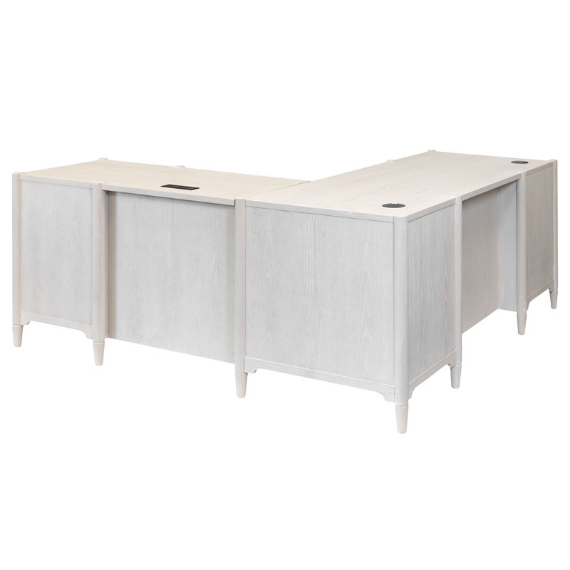 Scranton & Co Double Pedestal Executive L Desk in Ash White Finish