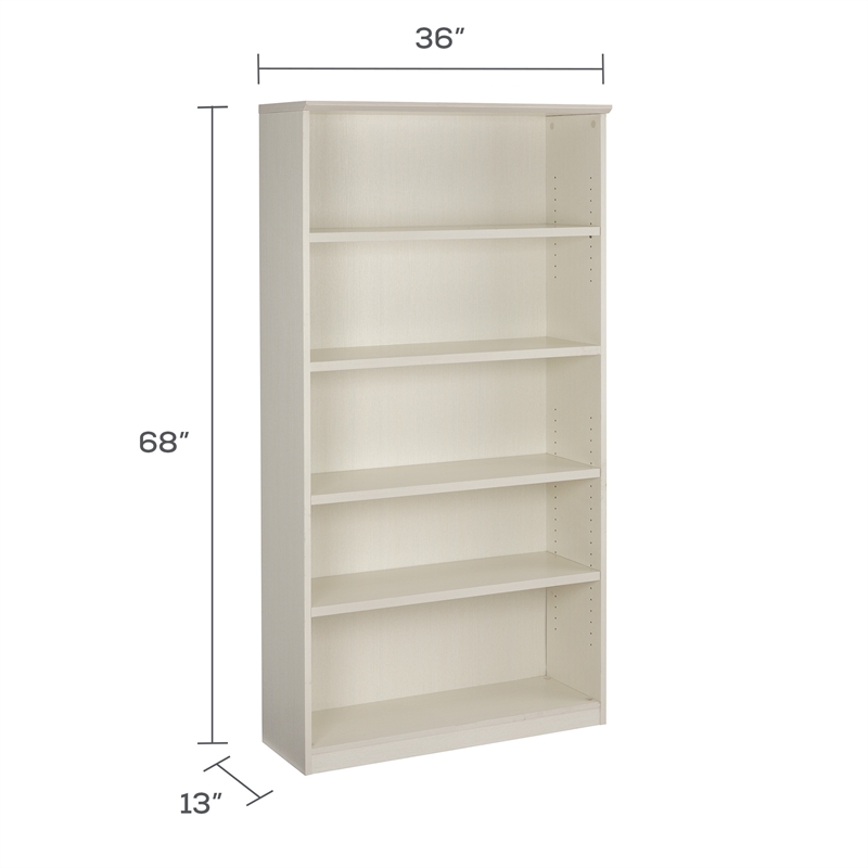 Scranton & Co 5 Shelf Bookcase in Sea Salt Laminate Finish