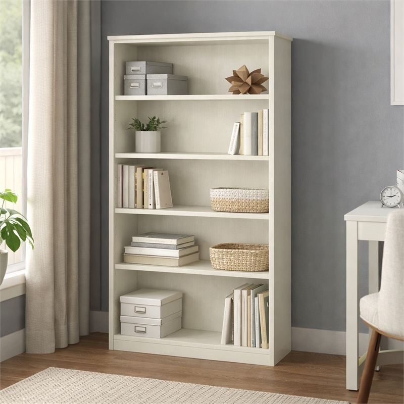Scranton & Co 5 Shelf Bookcase in Sea Salt Laminate Finish