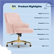 Scranton & Co Scarlett Mid-Back Office Chair Pink Velvet and Gold Base