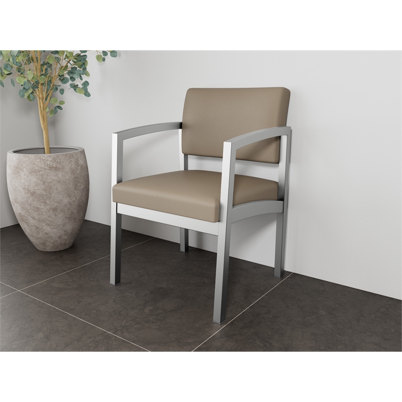Scranton & Co Steel Guest Chair with Upholstered Back Seat Silver Frame