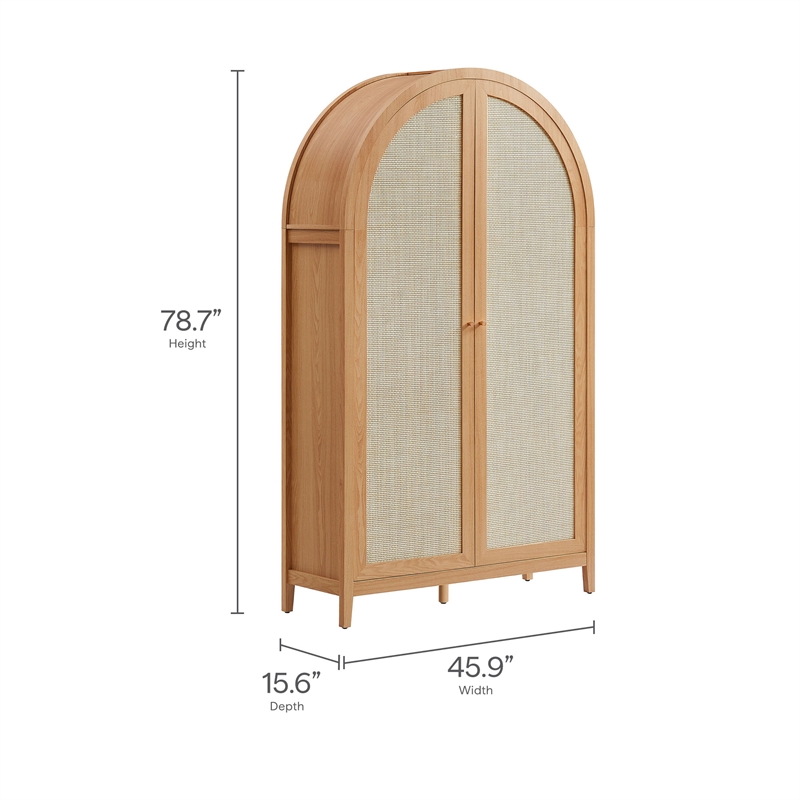 Scranton & Co 79 in Tall Rattan Arched Cabinet with Adjustable Shelves