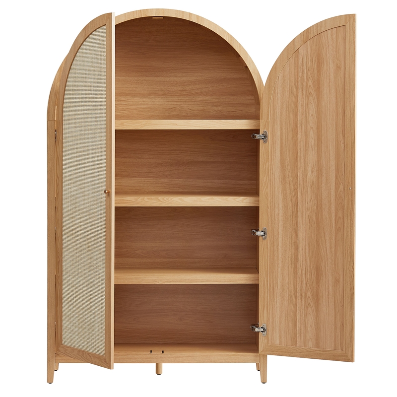 Scranton & Co 79 in Tall Rattan Arched Cabinet with Adjustable Shelves