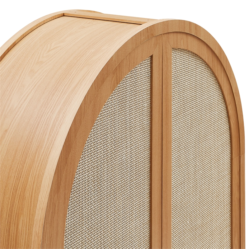 Scranton & Co 79 in Tall Rattan Arched Cabinet with Adjustable Shelves