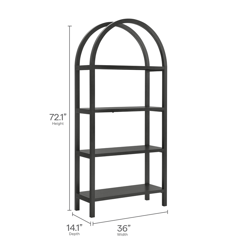 Scranton & Co 72 in Large Sculptural Arched Shelf Bookcase in Black