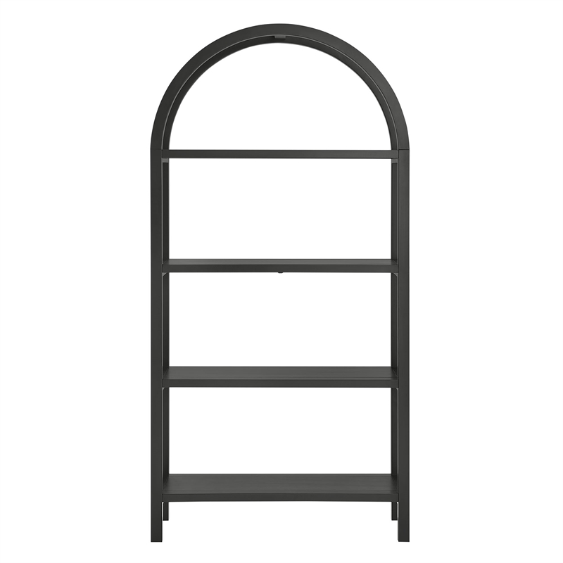 Scranton & Co 72 in Large Sculptural Arched Shelf Bookcase in Black