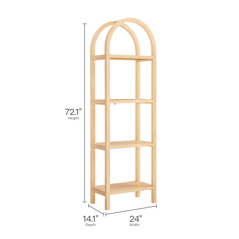 Scranton & Co 72 in Walnut Narrow Arched Bookcase with Pine Frame