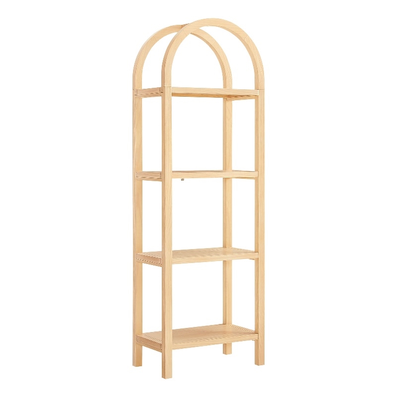 Scranton & Co 72 in Walnut Narrow Arched Bookcase with Pine Frame