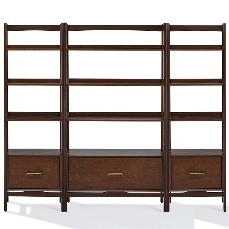 Scranton & Co 3 Piece Wood Etagere Bookcase Set with Shelves in Mahogany