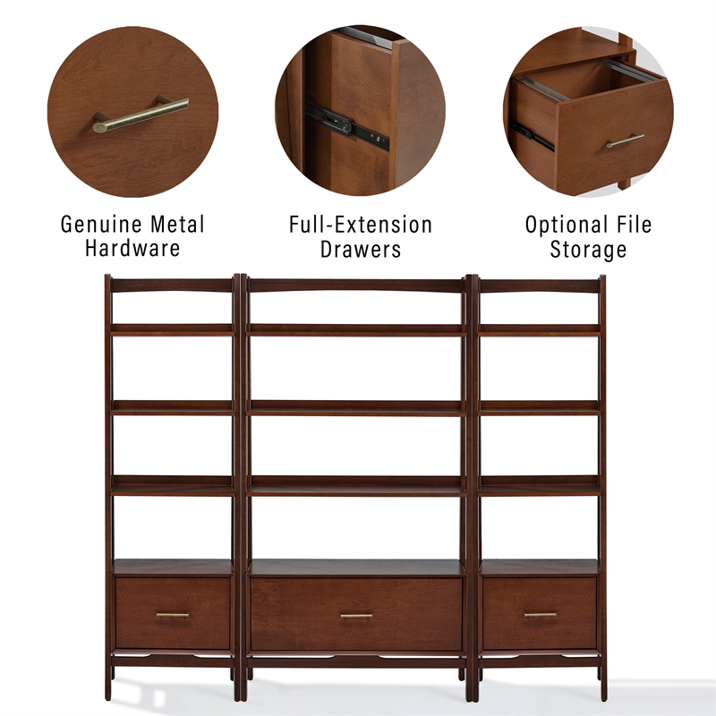 Scranton & Co 3 Piece Wood Etagere Bookcase Set with Shelves in Mahogany