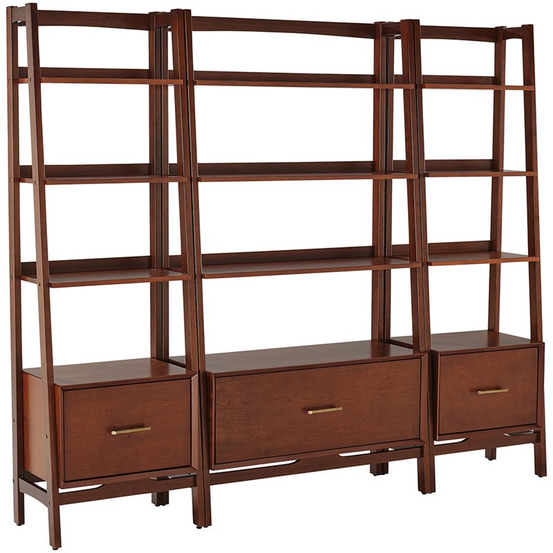 Scranton & Co 3 Piece Wood Etagere Bookcase Set with Shelves in Mahogany
