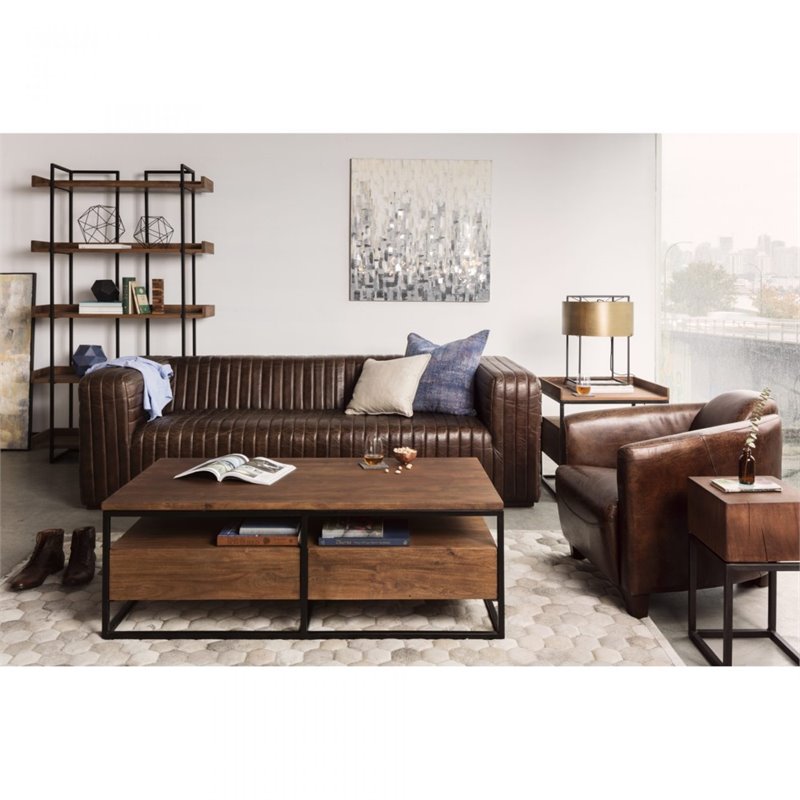 Scranton & Co 5 Level Acacia Bookshelf with Iron Frame in Brown