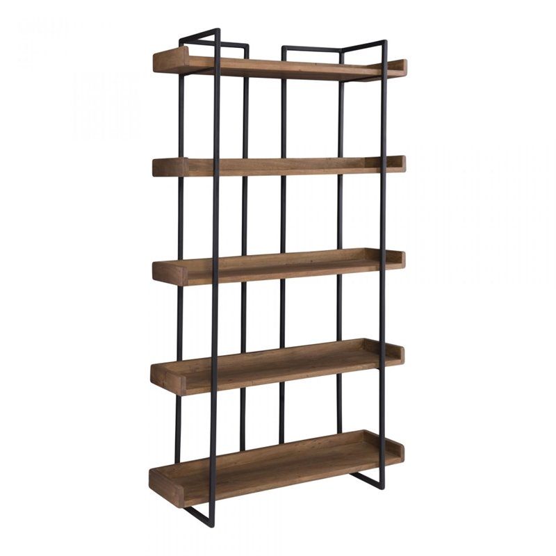 Scranton & Co 5 Level Acacia Bookshelf with Iron Frame in Brown