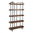Scranton & Co 5 Level Acacia Bookshelf with Iron Frame in Brown