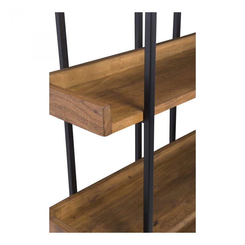 Scranton & Co 5 Level Acacia Bookshelf with Iron Frame in Brown
