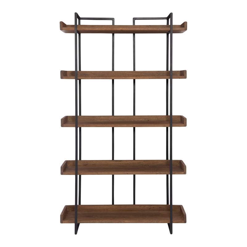 Scranton & Co 5 Level Acacia Bookshelf with Iron Frame in Brown