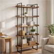 Scranton & Co 5 Level Acacia Bookshelf with Iron Frame in Brown