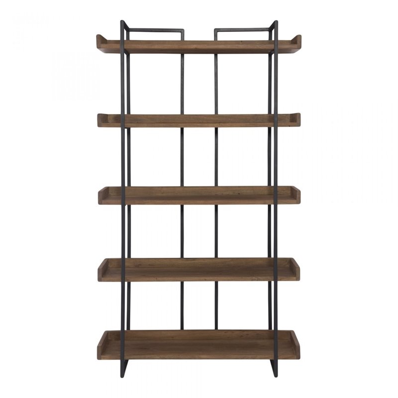 Scranton & Co 5 Level Acacia Bookshelf with Iron Frame in Brown