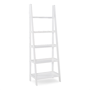 Scranton & Co 72&quot Rubberwood Ladder Bookshelf with 5 Shelves in White