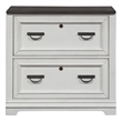 Scranton & Co Lateral File Cabinet in White with Charcoal Pine Top