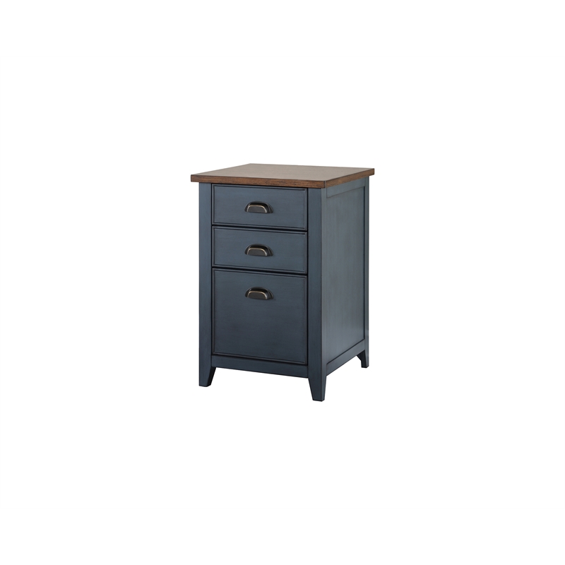 Scranton & Co 3-Drawer File Cabinet in Blue Wood Fully Assembled