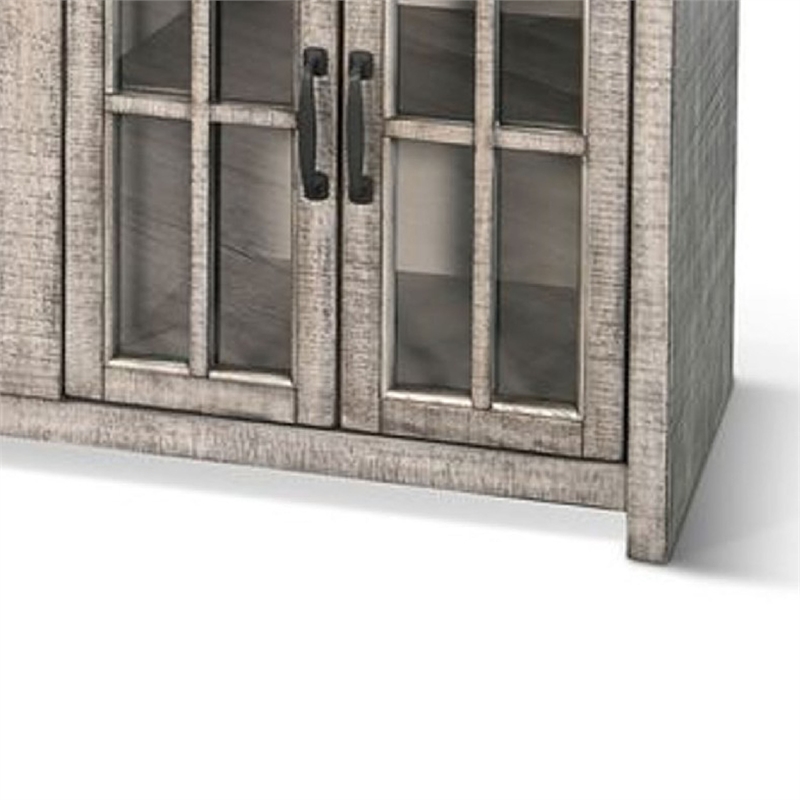 Scranton & Co Mahogany TV Console with Glass Cabinets in Gray Finish