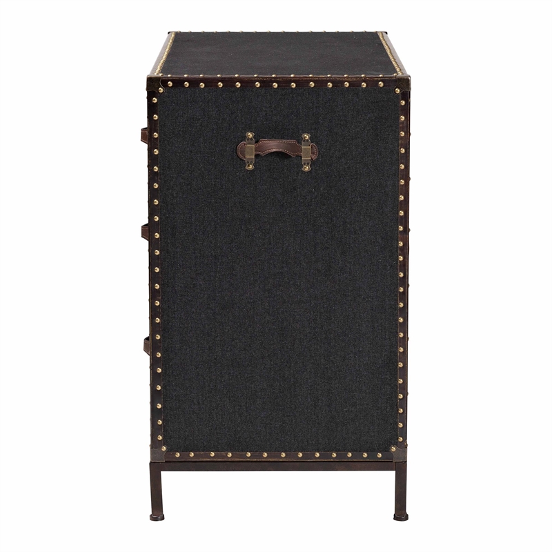 Scranton & Co Vintage Black Canvas Storage Cabinet with 4 Drawers