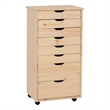 Scranton & Co 8-Drawer Rolling Storage Cart in Unfinished Pine Wood