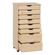 Scranton & Co 8-Drawer Rolling Storage Cart in Unfinished Pine Wood