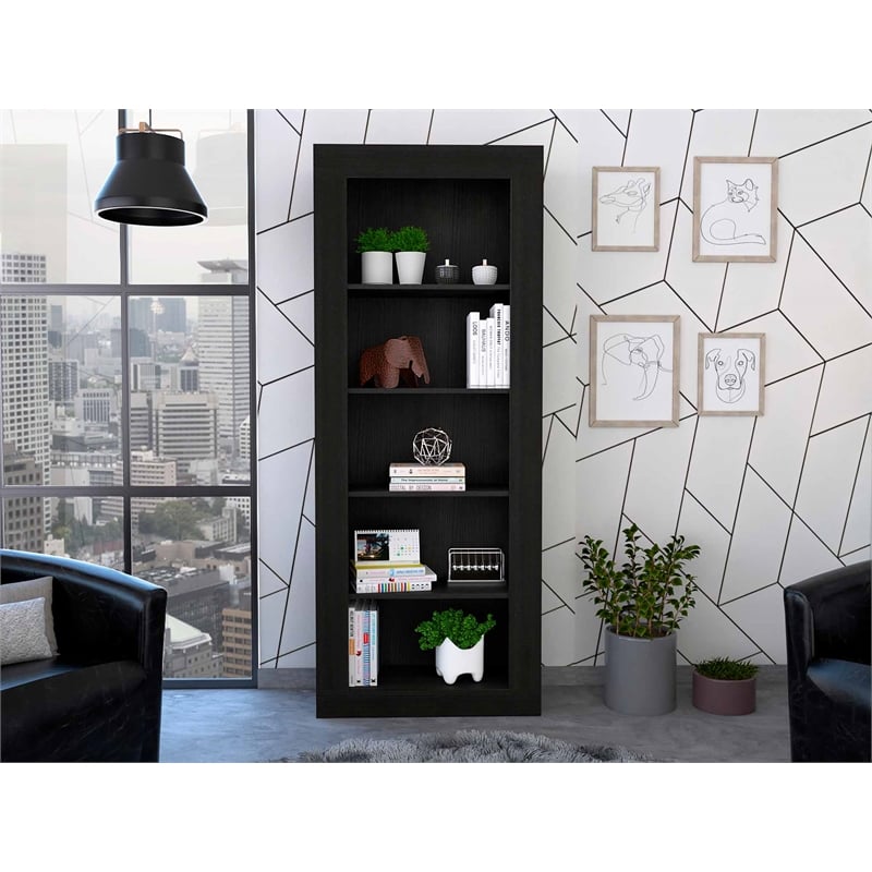 Scranton & Co Melbourne 5-Shelf Bookcase in Black Wengue Finish