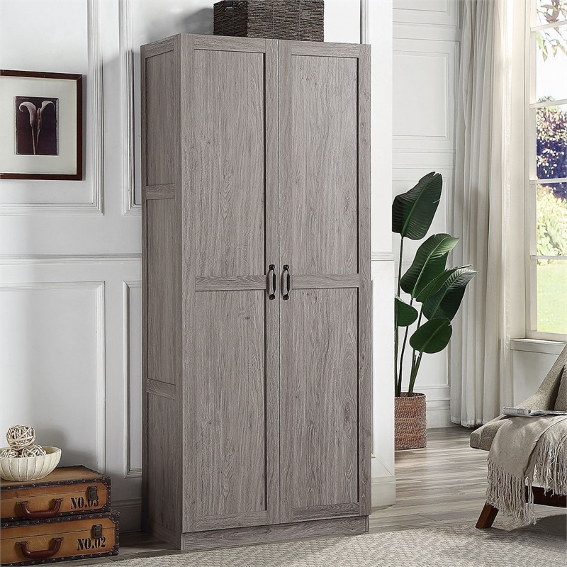 Scranton & Co Gray 7-Cubby Storage Cabinet with Soft Close Hinge Design