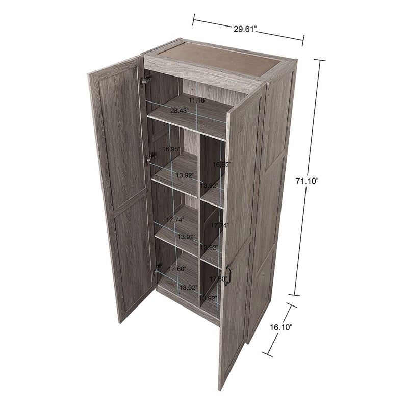 Scranton & Co Gray 7-Cubby Storage Cabinet with Soft Close Hinge Design