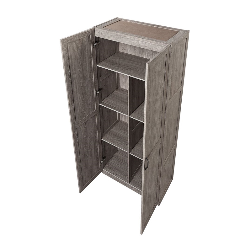 Scranton & Co Gray 7-Cubby Storage Cabinet with Soft Close Hinge Design