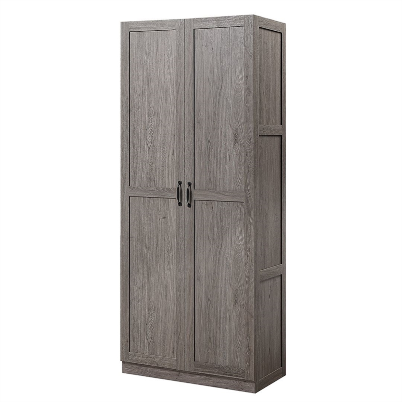 Scranton & Co Gray 7-Cubby Storage Cabinet with Soft Close Hinge Design