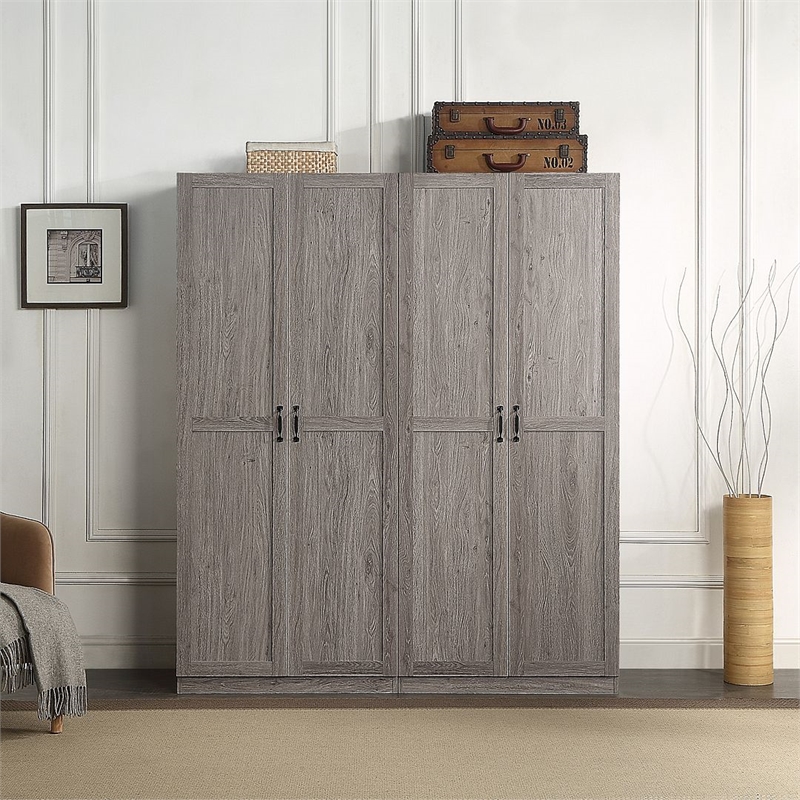 Scranton & Co 2-Piece Gray Storage Cabinet Set with 14 Cubby Compartments