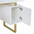 Scranton & Co White/Gold Floating-Top Desk with Drawers and Cabinet