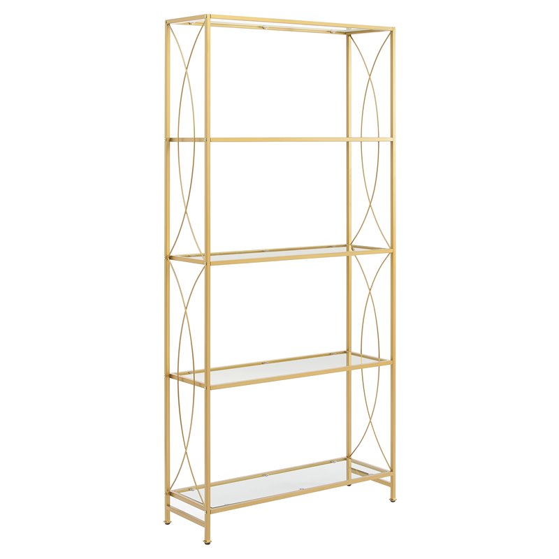 Scranton & Co 5-Shelf Alloy Steel Etagere Bookcase in Gold