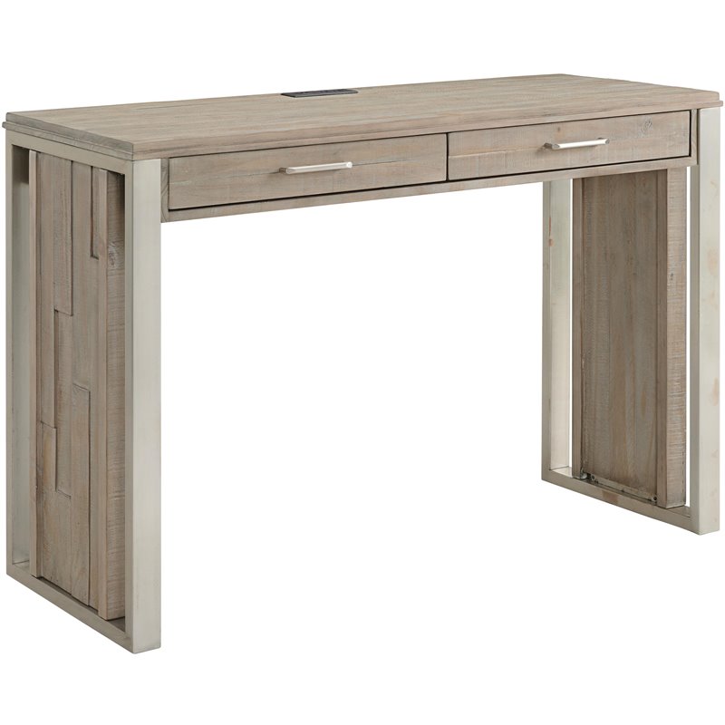 Scranton & Co Mahogany Wood Desk in Honey Maple with Brass Hardware