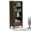Scranton & Co Mid-Century Walnut Brown Bookcase with Storage and Shelves