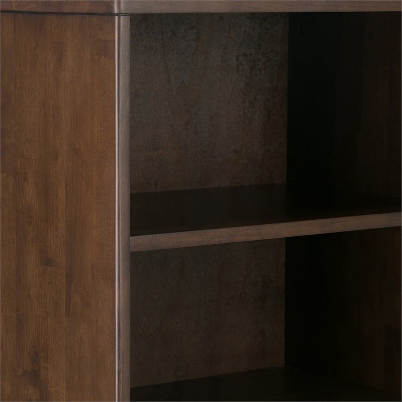 Scranton & Co Mid-Century Walnut Brown Bookcase with Storage and Shelves