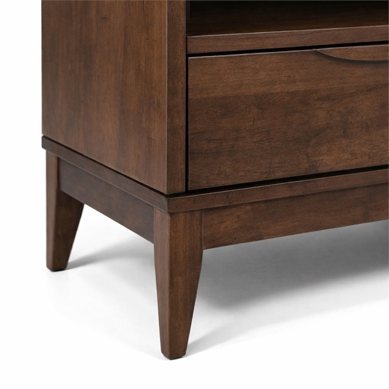 Scranton & Co Mid-Century Walnut Brown Bookcase with Storage and Shelves