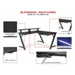 Scranton & Co L-Shape Gaming Desk with Carbon Top and Matte Black Frame