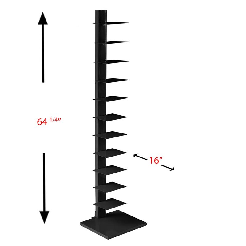 Scranton & Co 12-Shelf Metal Tower Shelf in Black Finish
